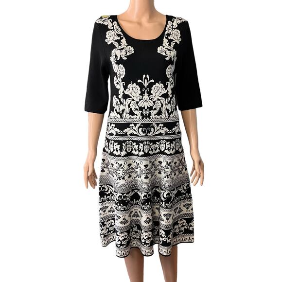 Roz & Ali New With Tag Knit Fair Isle Sweater Midi Dress M Floral Soft Cabincore - Picture 1 of 6